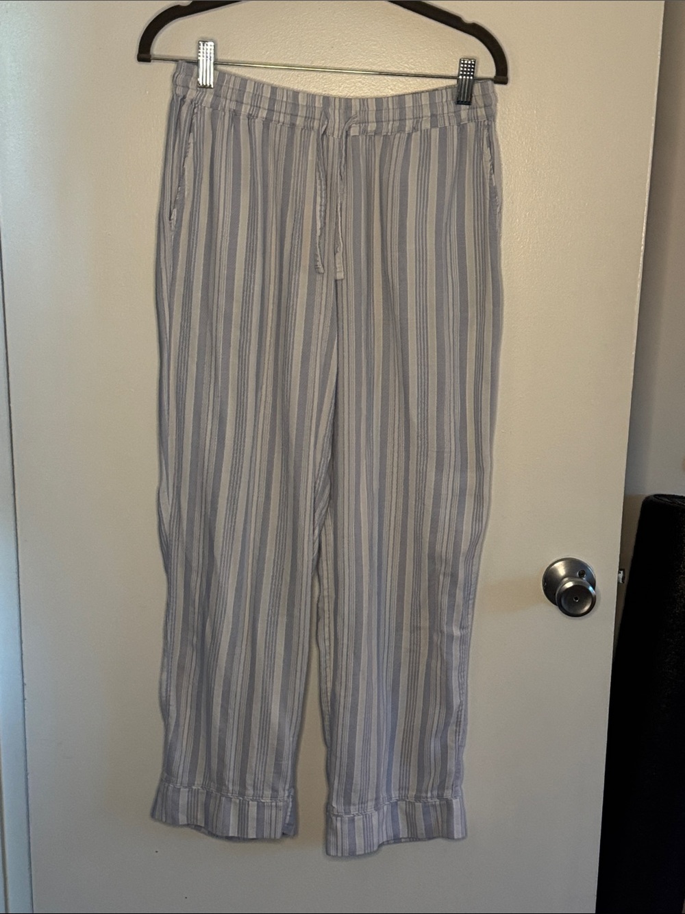 Haven Well Within Organic Cotton Baby BLUE Striped Relaxed Pajama Pants XS